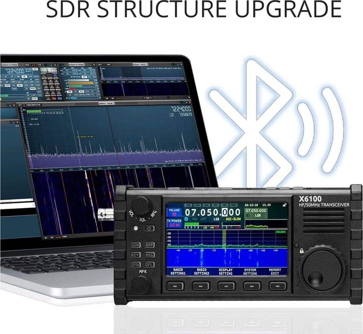 Ricetrasmettitore Xiegu X6100 Radio SDR All Mode HF/50MHz Potenza 10W Schermo a Colori 3.6" Bluetooth Apparati Radioamatoriali QRP - Ex Esposto - 2