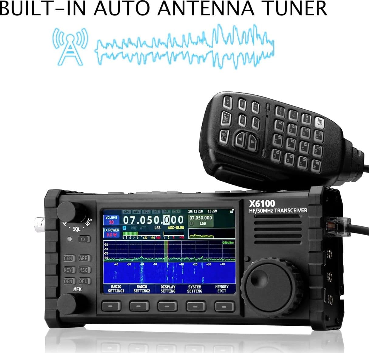 Ricetrasmettitore Xiegu X6100 Radio SDR All Mode HF/50MHz Potenza 10W Schermo a Colori 3.6" Bluetooth Apparati Radioamatoriali QRP - Ex Esposto - 3