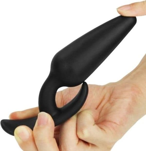 Plug anale slim silicone 12,5 cm base ergonomica sex toy waterproof nero - 2