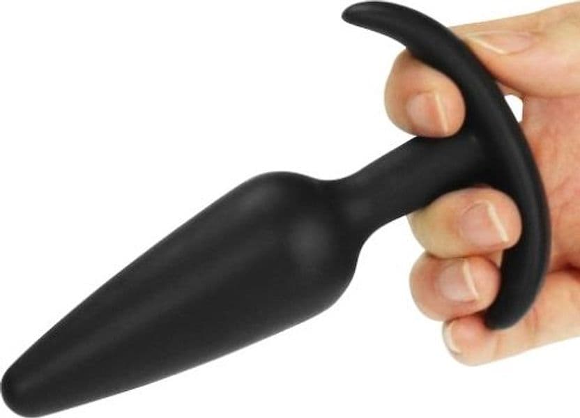 Plug anale slim silicone 12,5 cm base ergonomica sex toy waterproof nero - 3