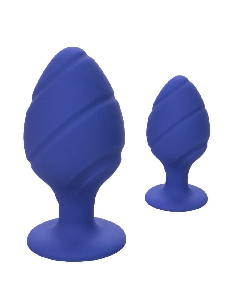 Set 2 plug anali silicone texture ventosa base sicura sex toy waterproof - 2