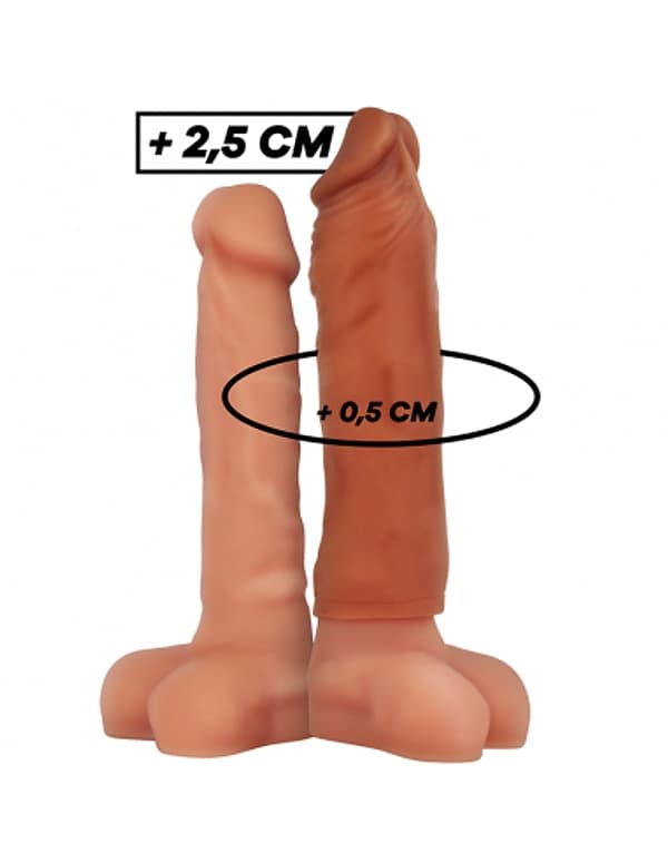 Guaina pene estensore VIRILXL V5 marrone in silicone medicale 11 cm extra comfort - 3
