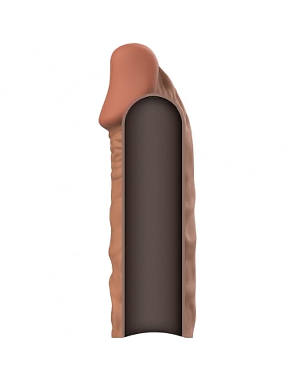 Guaina pene estensore VIRILXL V5 marrone in silicone medicale 11 cm extra comfort - 5
