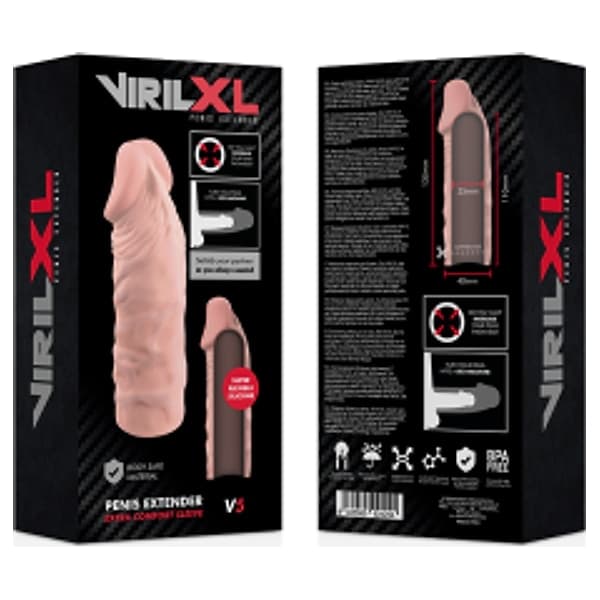 Guaina pene estensore VIRILXL V5 in silicone medicale 11 cm extra comfort - 2