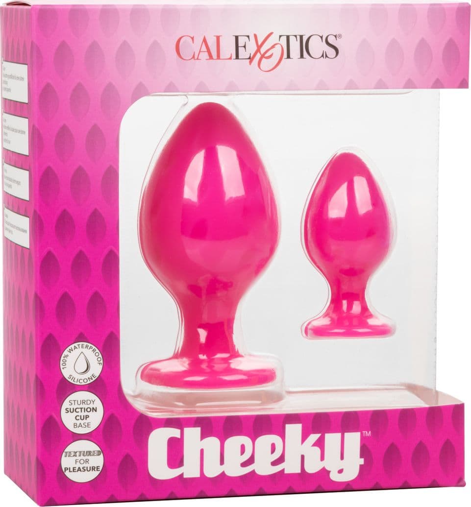 Plug anale set 2 pezzi silicone S L texture base ventosa - 2