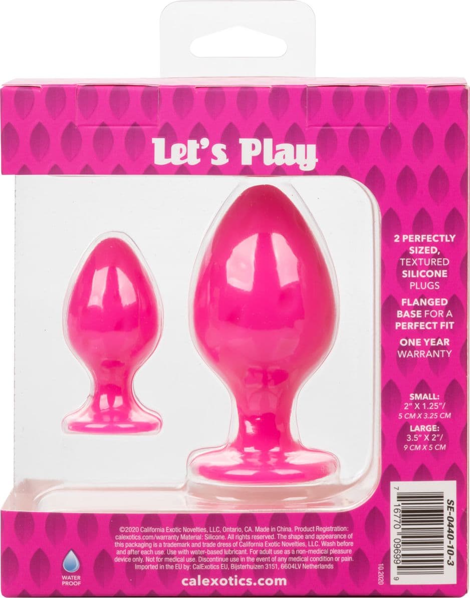 Plug anale set 2 pezzi silicone S L texture base ventosa - 3