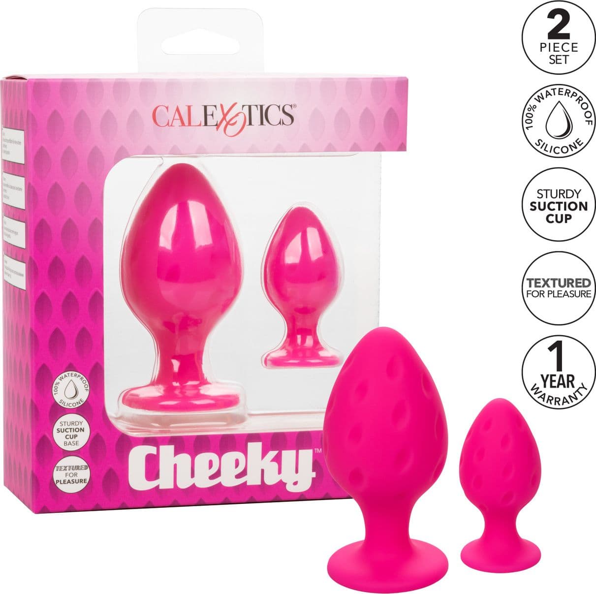 Plug anale set 2 pezzi silicone S L texture base ventosa - 6