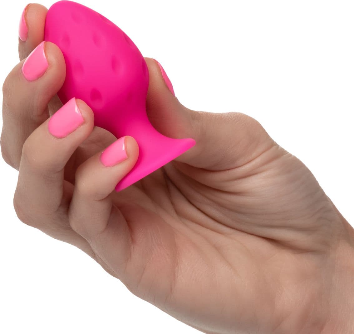 Plug anale set 2 pezzi silicone S L texture base ventosa - 8