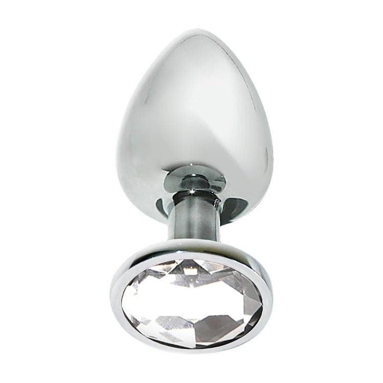 Plug anale metallo taglia L con gemma base larga 10 cm - 3