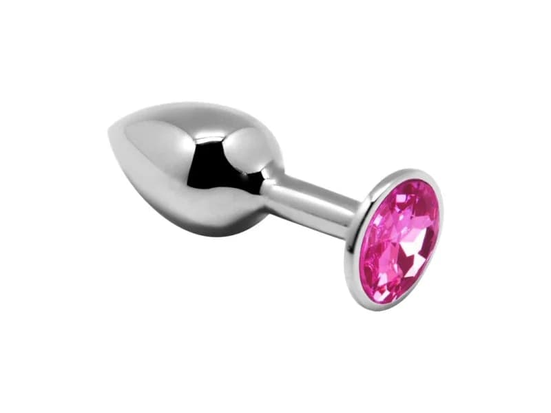 Plug anale metallo taglia L gemma rossa sex toy unisex base larga - 2