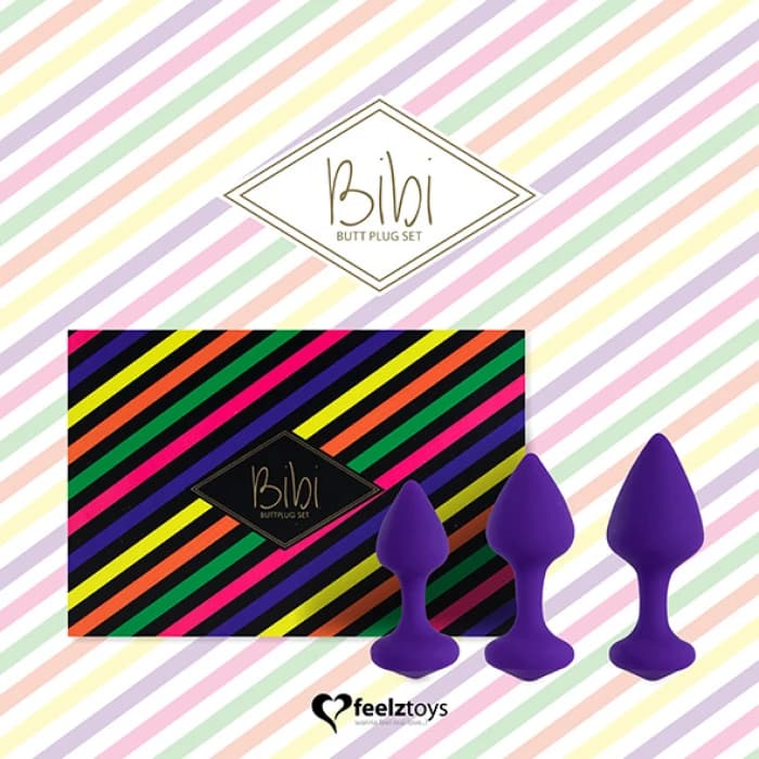 Plug anale set 3 pezzi silicone viola sex toy unisex S M L - 4