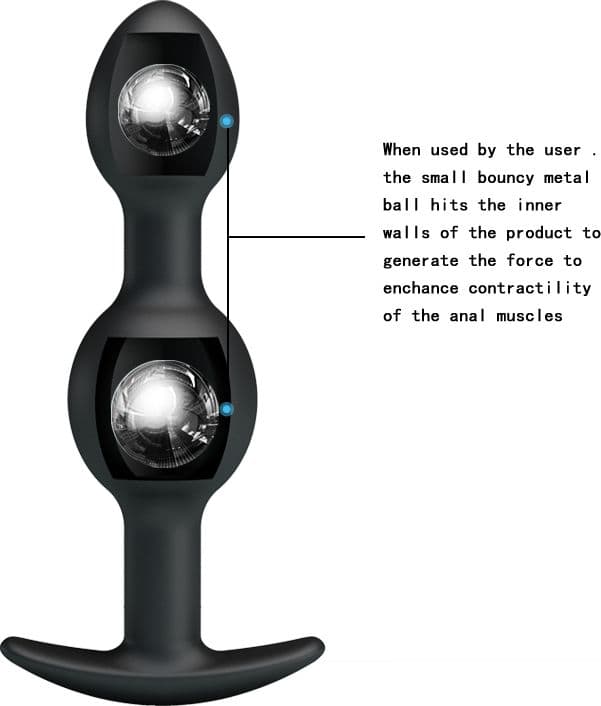 Pretty Love Heavy Balls Plug Anale 12,5 cm Silicone Doppia Sfera Nero - 7
