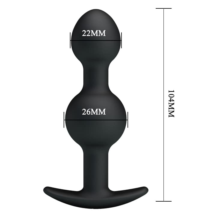 Pretty Love Weighted Double Plug Anale 10,4 cm Silicone Sfere Pesate Nero - 6