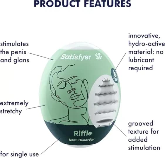 Satisfyer Masturbator Eggs Riffle Set 3 Uova TPE Hydro Active Uomo Verde - 3