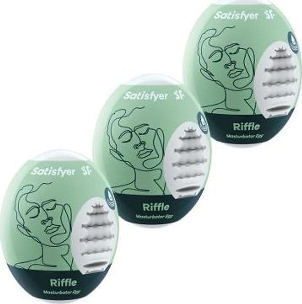 Satisfyer Masturbator Eggs Riffle Set 3 Uova TPE Hydro Active Uomo Verde - 5