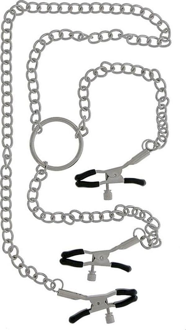 Blaze Luxury Fetish Pinze Capezzoli Clitoride Catena BDSM Regolabili Argento - 2