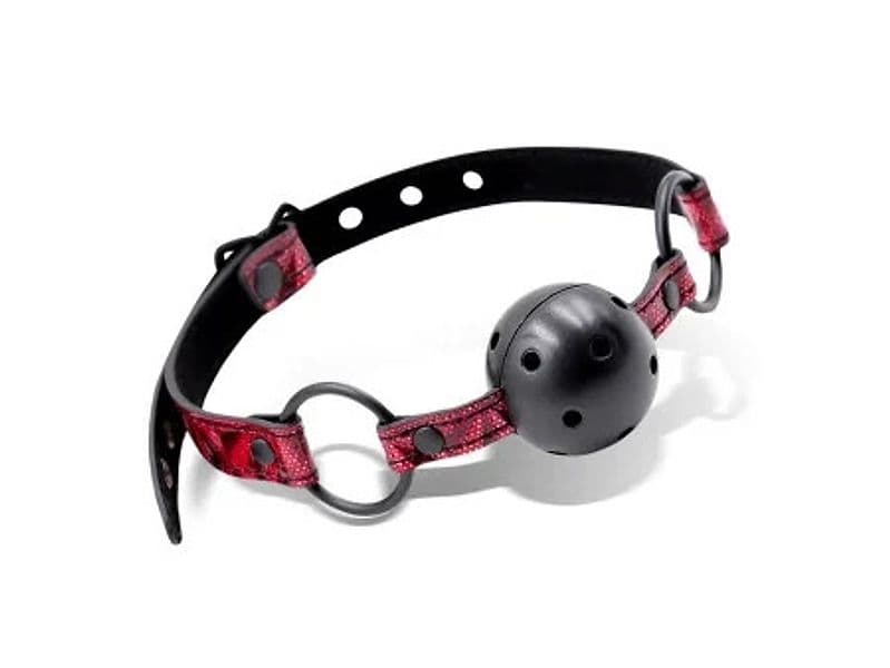 INTO YOU Diamond Ball Gag Morso BDSM Palla Traspirante Regolabile Nero Rosso - 2