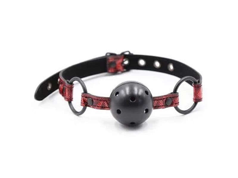 INTO YOU Diamond Ball Gag Morso BDSM Palla Traspirante Regolabile Nero Rosso - 3