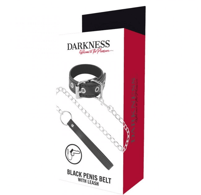 Anello Pene BDSM con Guinzaglio Catena Regolabile Pelle Vegana Nero Fetish Uomo