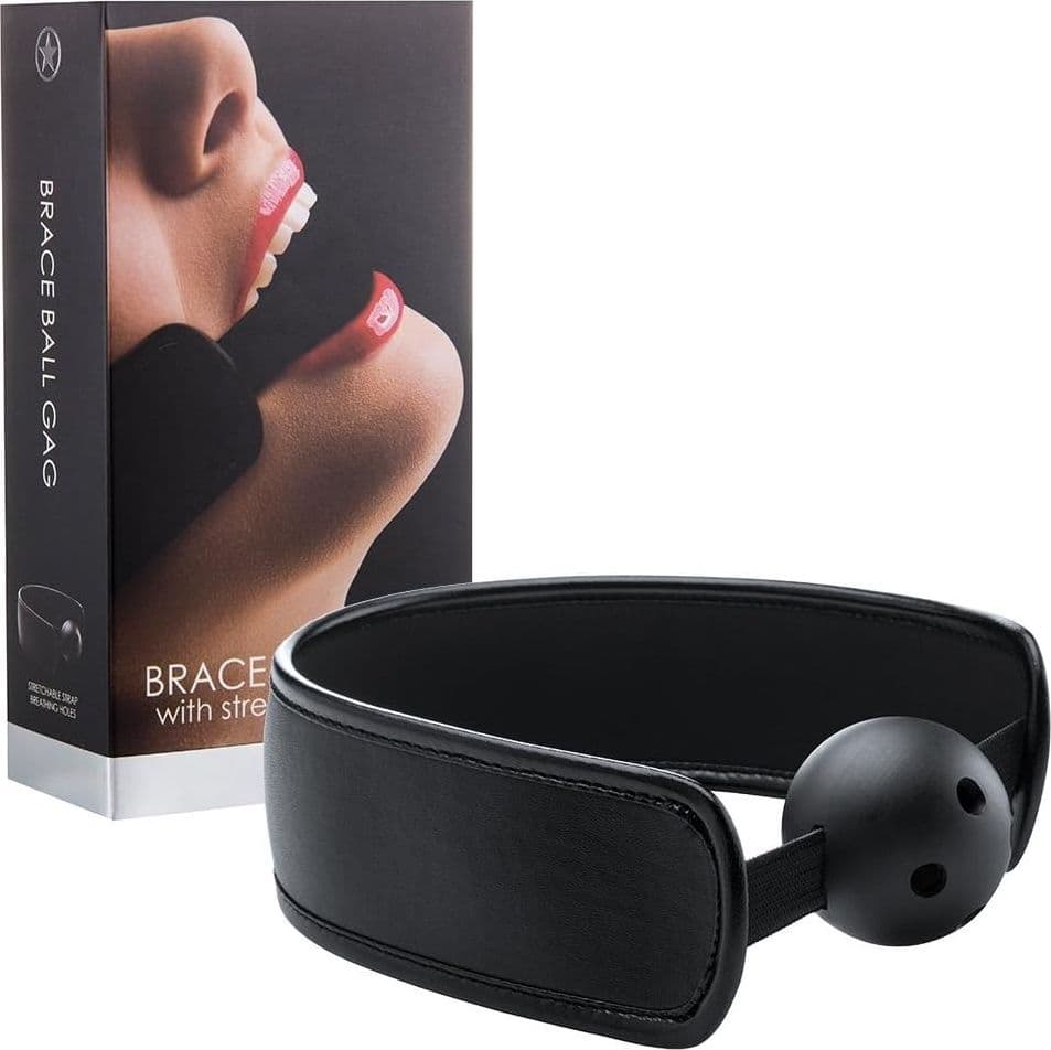 Morso BDSM Ball Gag con Fascia Larga Palla Forata Traspirante Nero Regolabile - 2