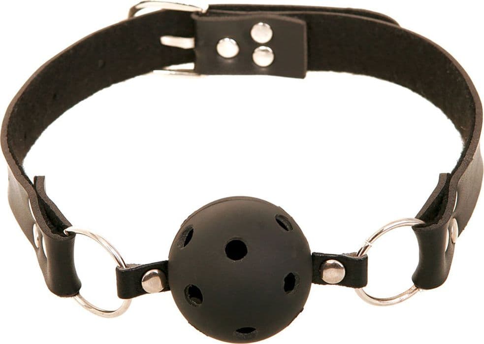 INTOYOU Black Shadow Ball Gag Traspirante Nero BDSM Bondage Regolabile Vegan - 2