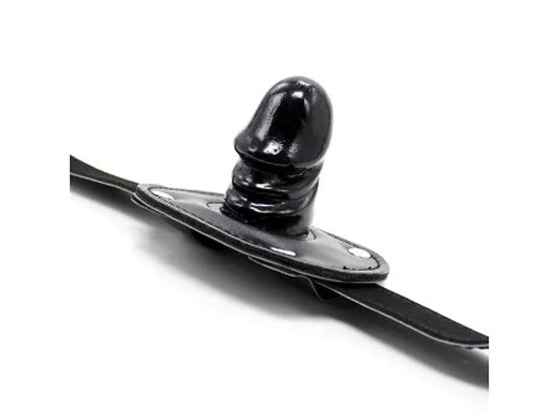 Gag BDSM LATETOBED Penis 5 cm con cinturino regolabile e lucchetto nero - 2