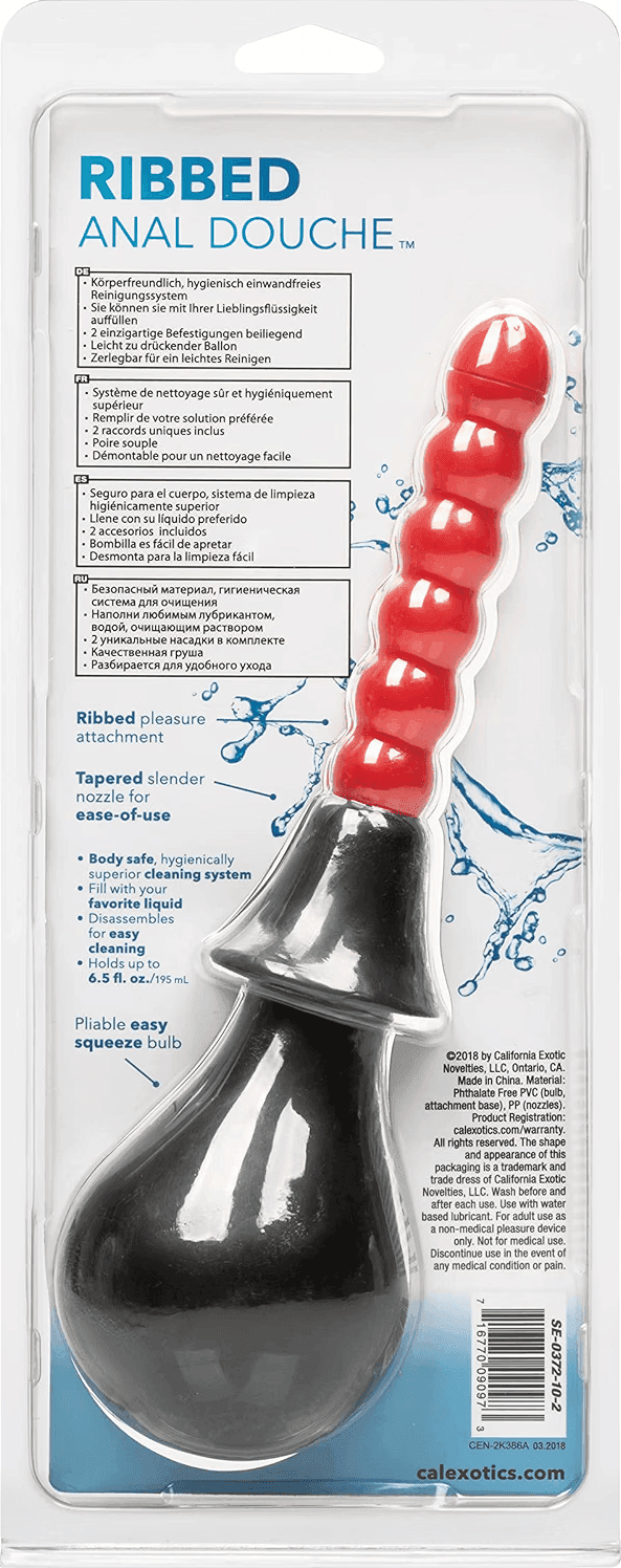 Doccia Anale Clistere con 2 Beccucci Pulizia Intima Enema Nero Rosso Unisex - 3