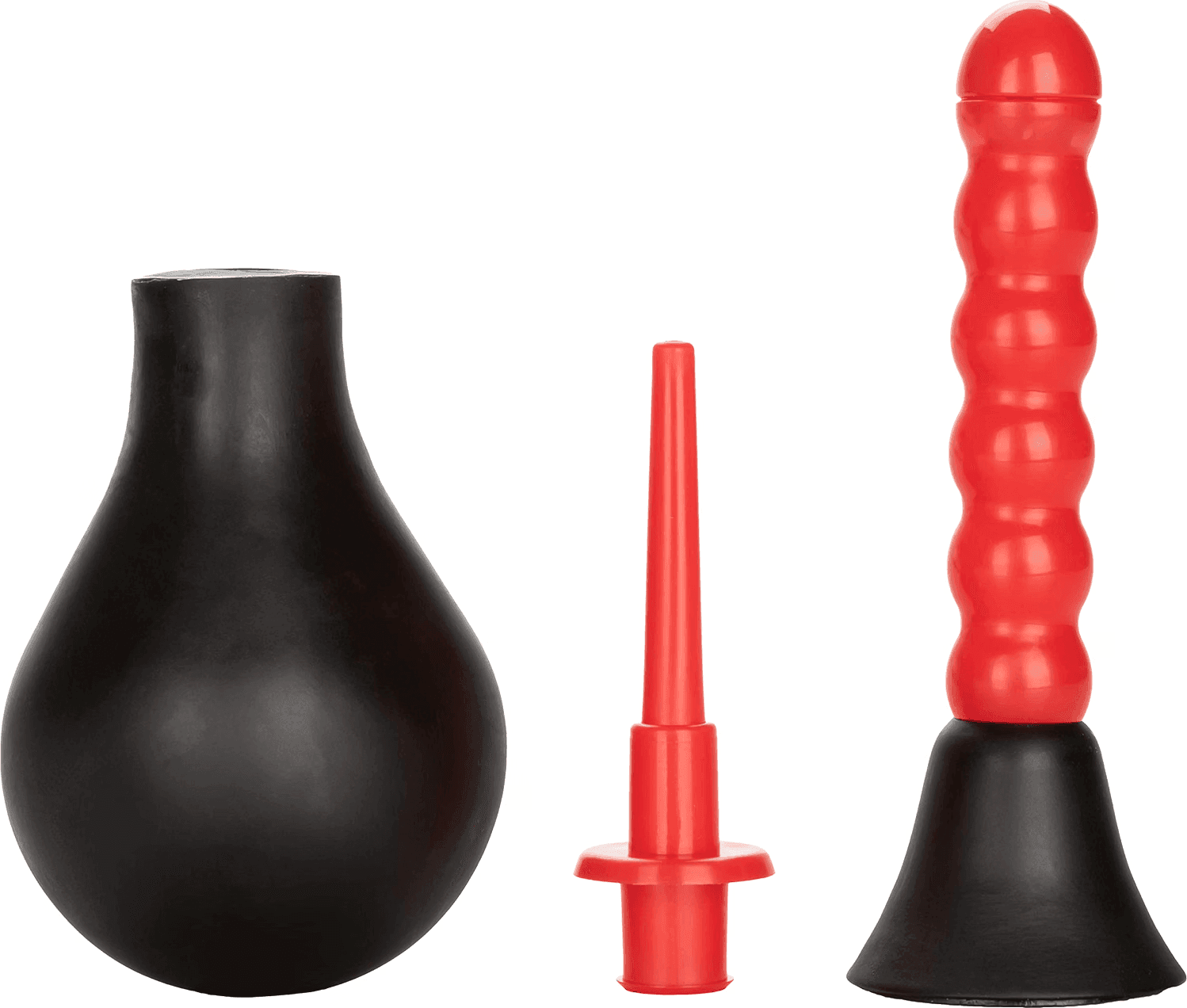 Doccia Anale Clistere con 2 Beccucci Pulizia Intima Enema Nero Rosso Unisex - 4