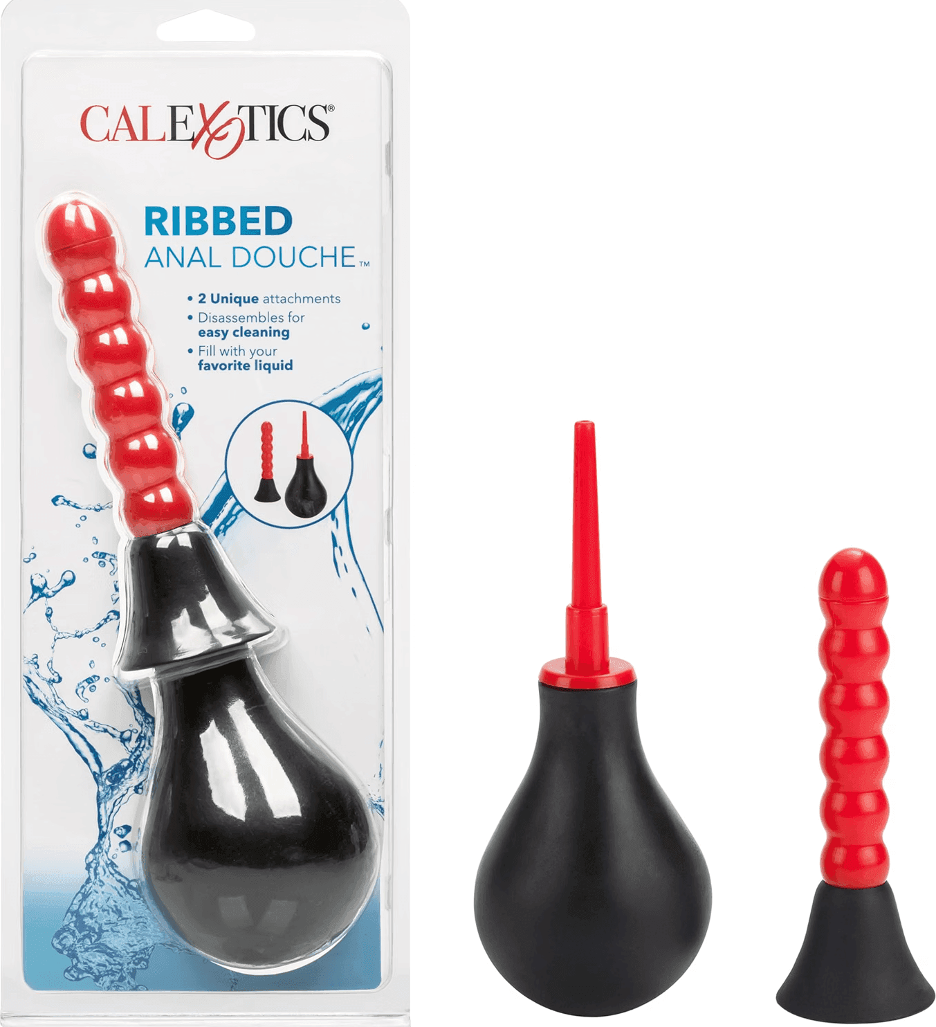 Doccia Anale Clistere con 2 Beccucci Pulizia Intima Enema Nero Rosso Unisex - 6