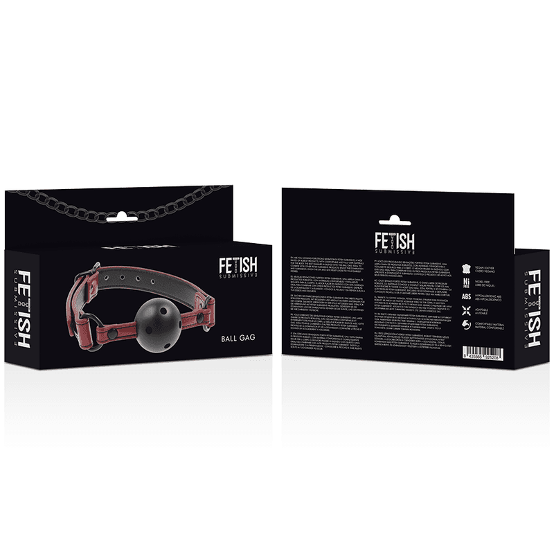 Morso BDSM Ball Gag Traspirante Nero Rosso Palla Forata Regolabile Fetish - 5