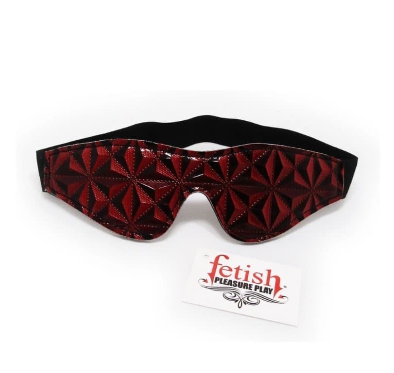 Mascherina Fetish Rossa Eye Mask BDSM Regolabile Poliuretano Sensuale Unisex - 2