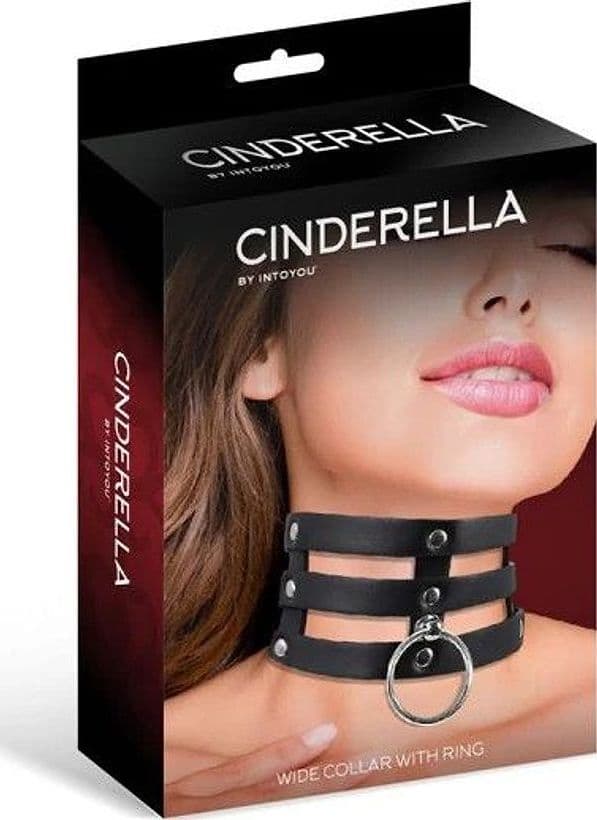 Collare BDSM Largo Nero con Anello Fetish Pelle Vegana Regolabile Unisex Adulto - 4