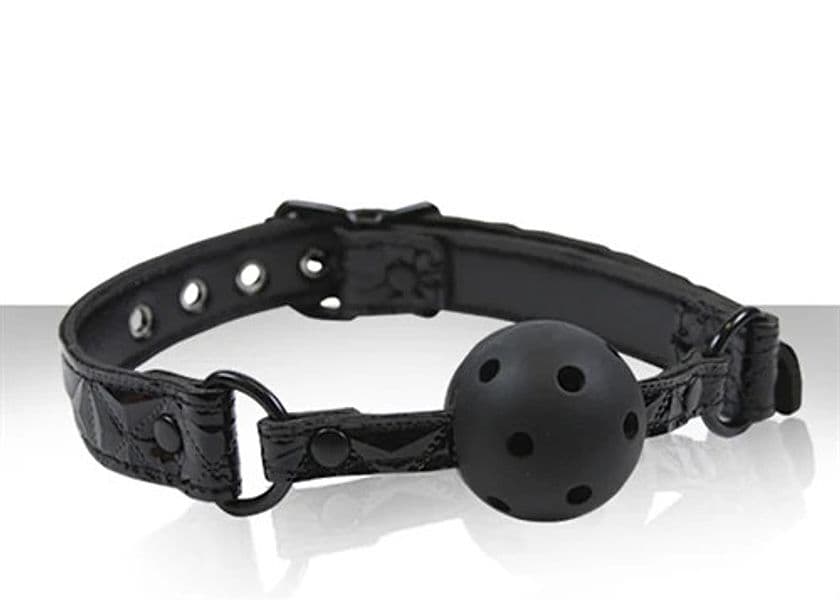 Morso BDSM Nero Ball Gag Palla Forata Regolabile Fetish Bondage Unisex Adulto - 2