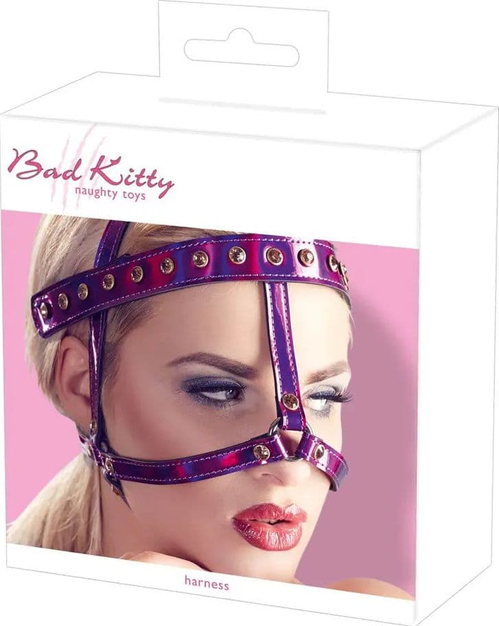 Harness Testa BDSM Viola Regolabile Fetish Bondage Poliuretano Metallo Unisex - 5