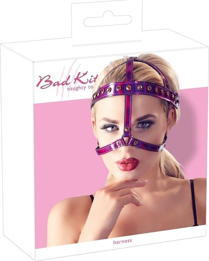 Harness Testa BDSM Viola Regolabile Fetish Bondage Poliuretano Metallo Unisex - 6