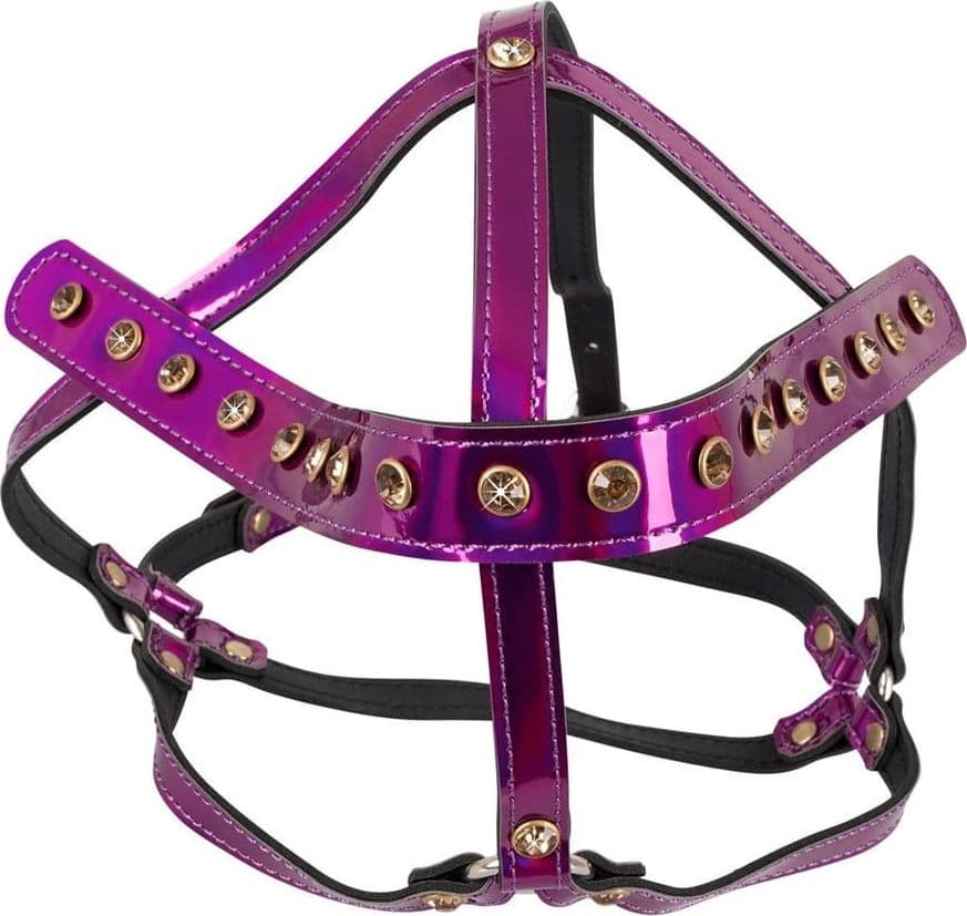 Harness Testa BDSM Viola Regolabile Fetish Bondage Poliuretano Metallo Unisex - 7