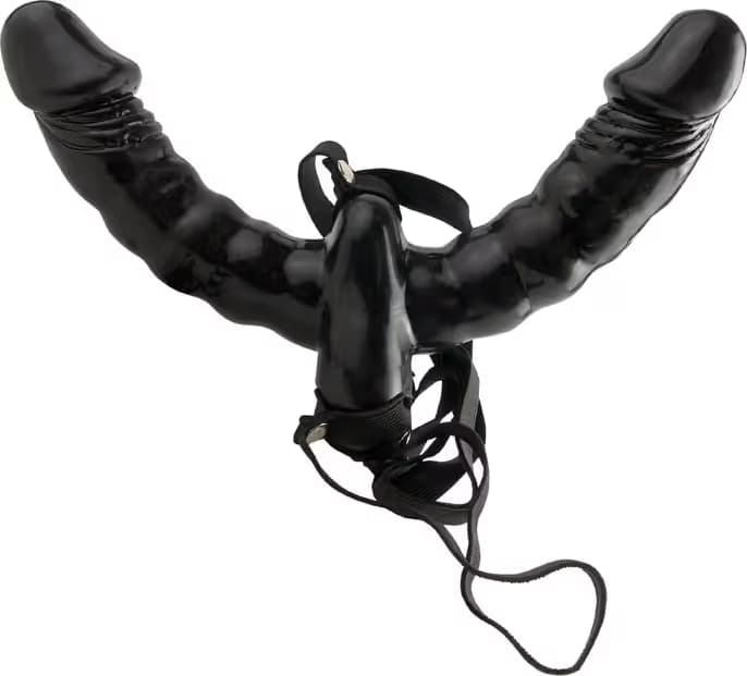 Strap-on doppio vibrante Pipedream 15-16 cm 2 motori harness regolabile sex toy - 9