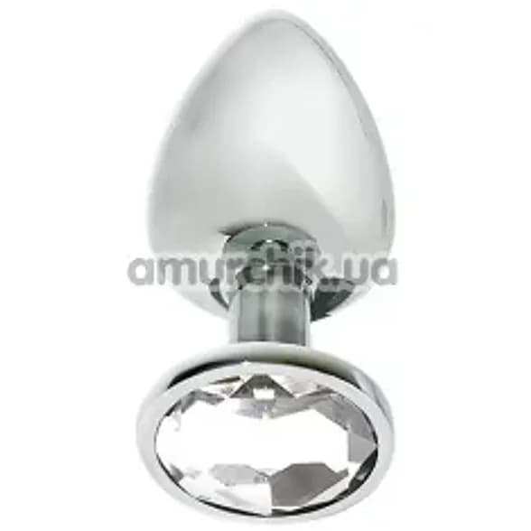 Plug anale acciaio inox 5 cm sex toy piccolo con gemma trasparente - 2