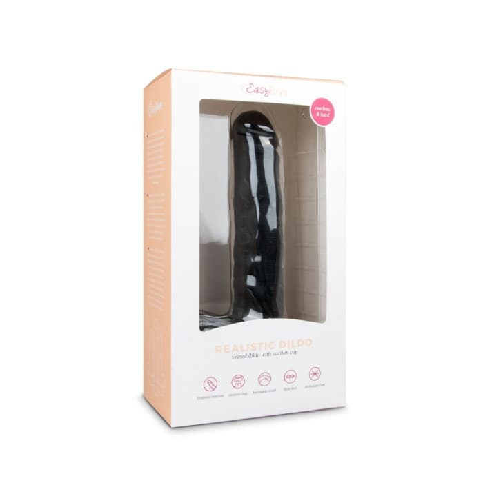 EasyToys Realistic Dildo Nero 26,5 cm Ventosa Testicoli dildo