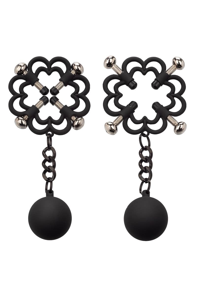 CalExotics Nipple Grips Pinze Capezzoli BDSM 4 Punti Regolabili con Pesi - 2