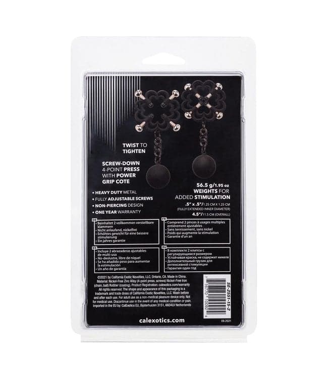 CalExotics Nipple Grips Pinze Capezzoli BDSM 4 Punti Regolabili con Pesi - 5