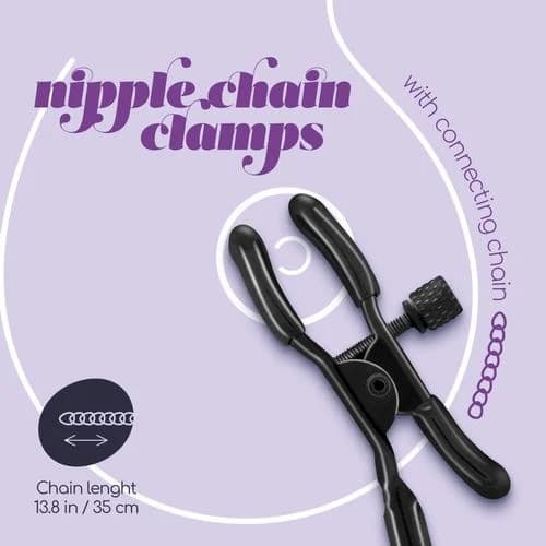 Crushious Pinze Capezzoli BDSM Regolabili con Catena 35 cm Nero Metallo Fetish - 5