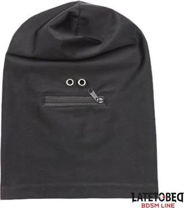 LATETOBED Maschera Integrale Nera Spandex Cerniera Bocca BDSM Hood Unisex - 6