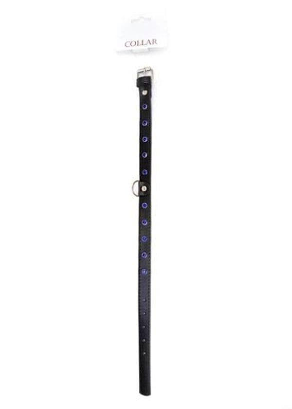 Fetish Boss Collar Nero Cristalli Blu Navy Collare BDSM Regolabile 36-42 cm - 2