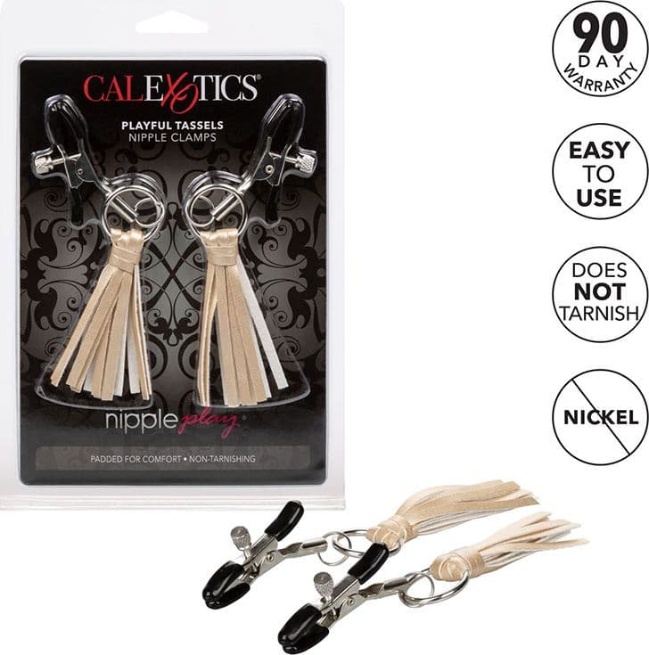 CalExotics Playful Tassels Gold Pinze Capezzoli Regolabili BDSM Nipple Clamps - 3