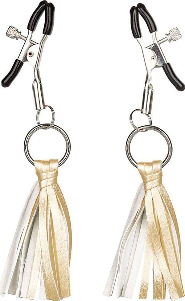 CalExotics Playful Tassels Gold Pinze Capezzoli Regolabili BDSM Nipple Clamps - 4
