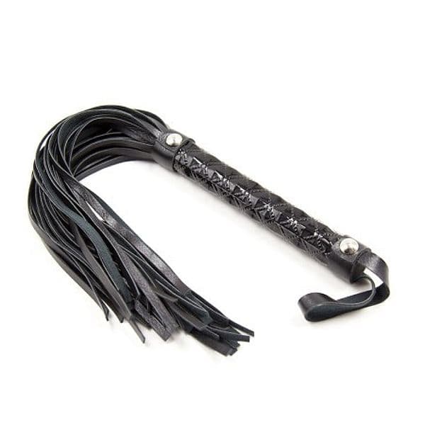 OHMAMA Fetish Flogger Frusta Nera Manico Lucido Diamond BDSM bondage - 2