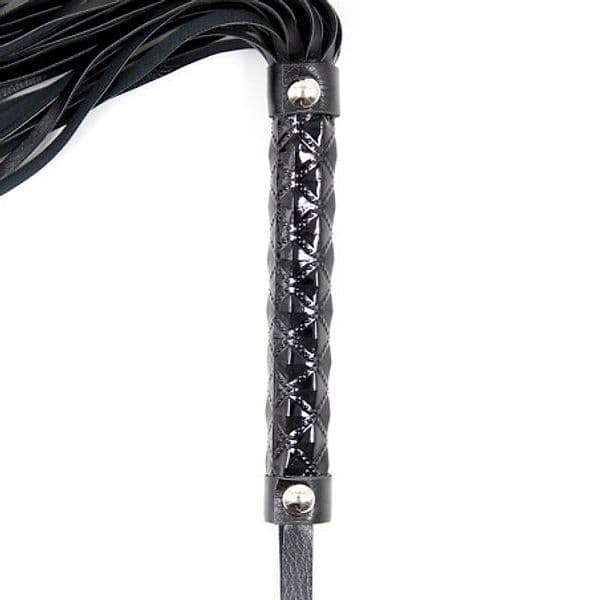 OHMAMA Fetish Flogger Frusta Nera Manico Lucido Diamond BDSM bondage - 4