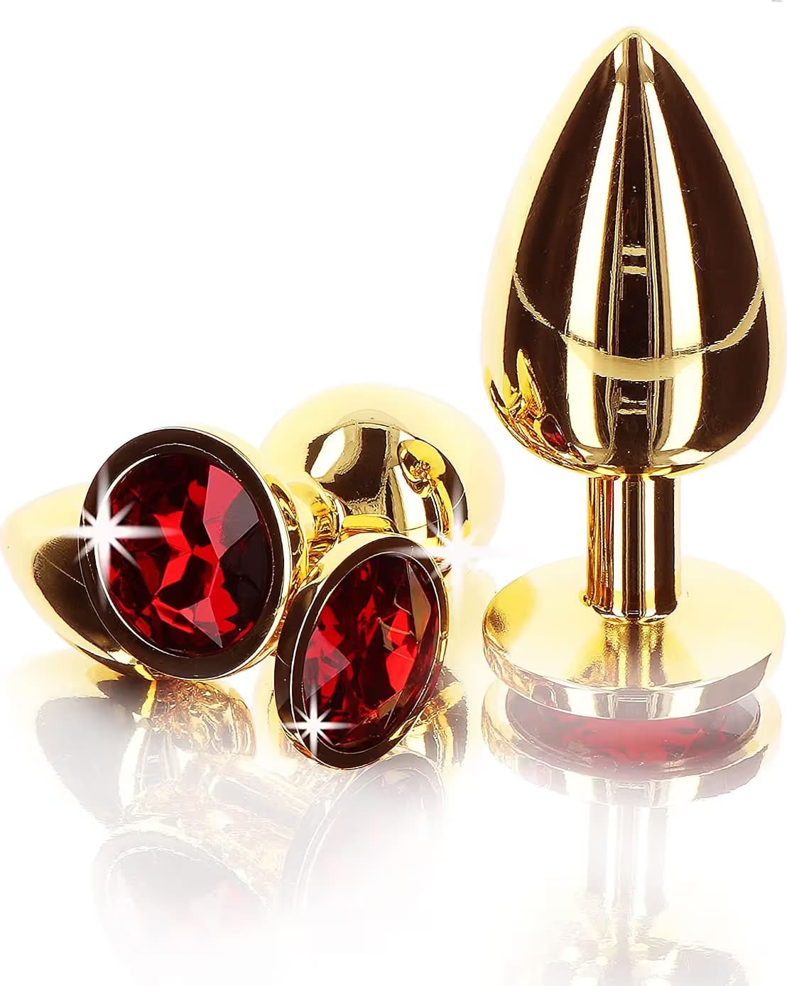 Plug anale Taboom S  metallo color oro idea regalo base gioiello rosso sex toy luxury - 2