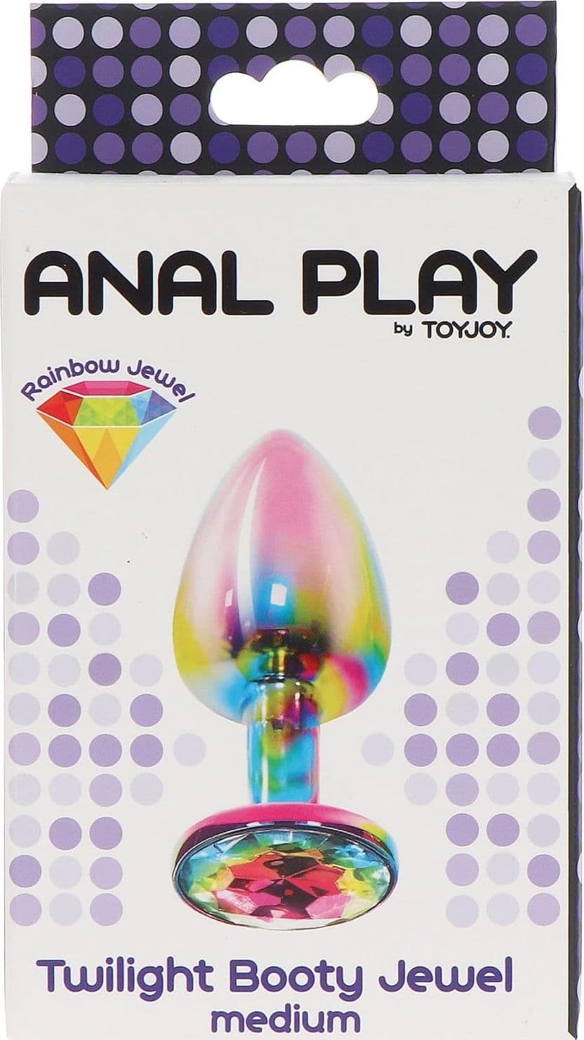 Plug anale medio alluminio multicolore base gioiello sex toy 8,2 cm - 3